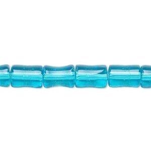 Translucent Aqua Blue India Glass 9x7mm Bamboo Tube Beads 16" Strand